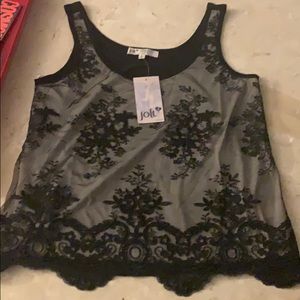 Juniors super cute tank! lace overlay